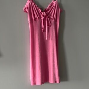 Pink Women's Dress with adjustable spaghetti straps bow tie design NWOT